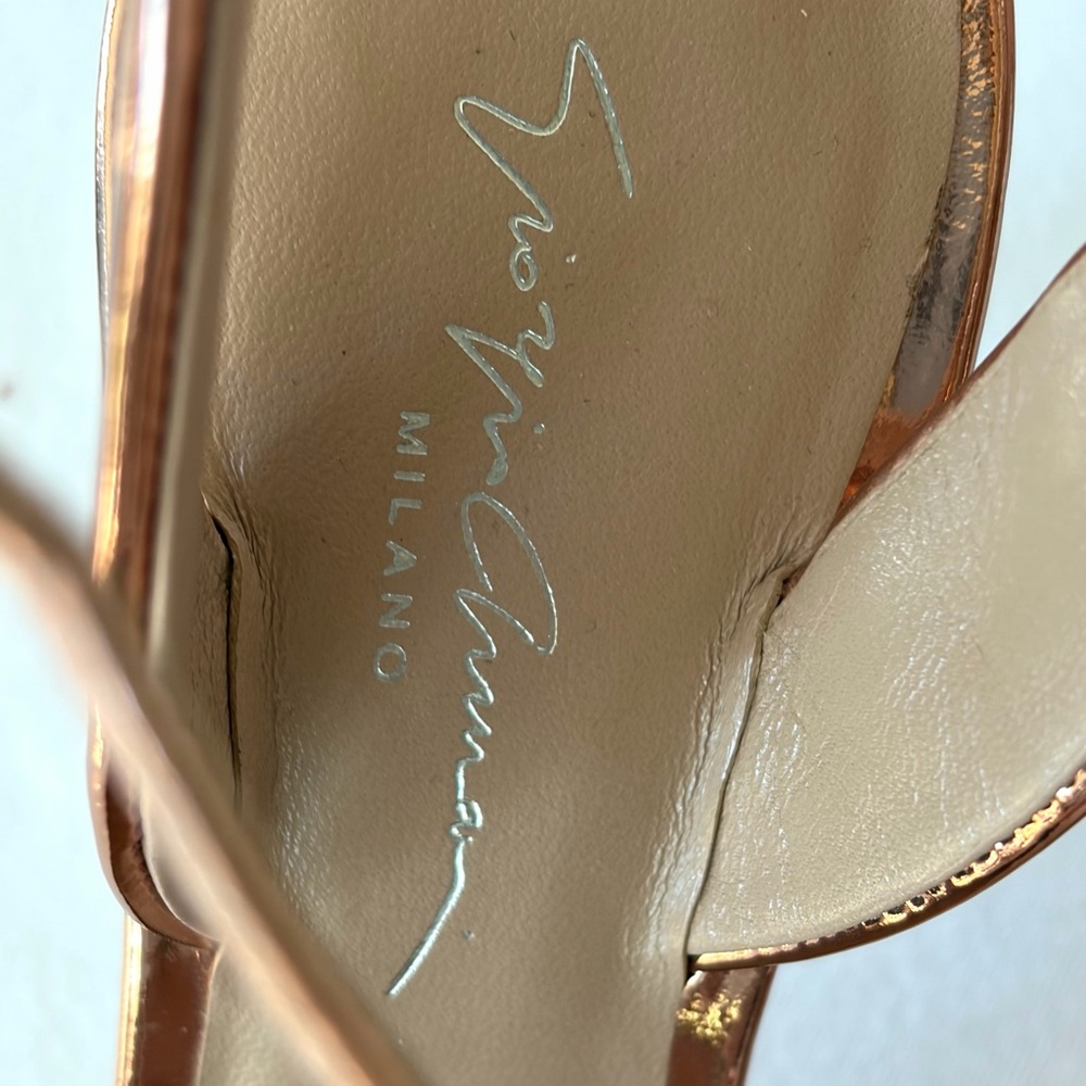 Giorgio Armani Metallic Rose Gold Stiletto Heels, ankle strap, worn once, 37 - Picture 13 of 16